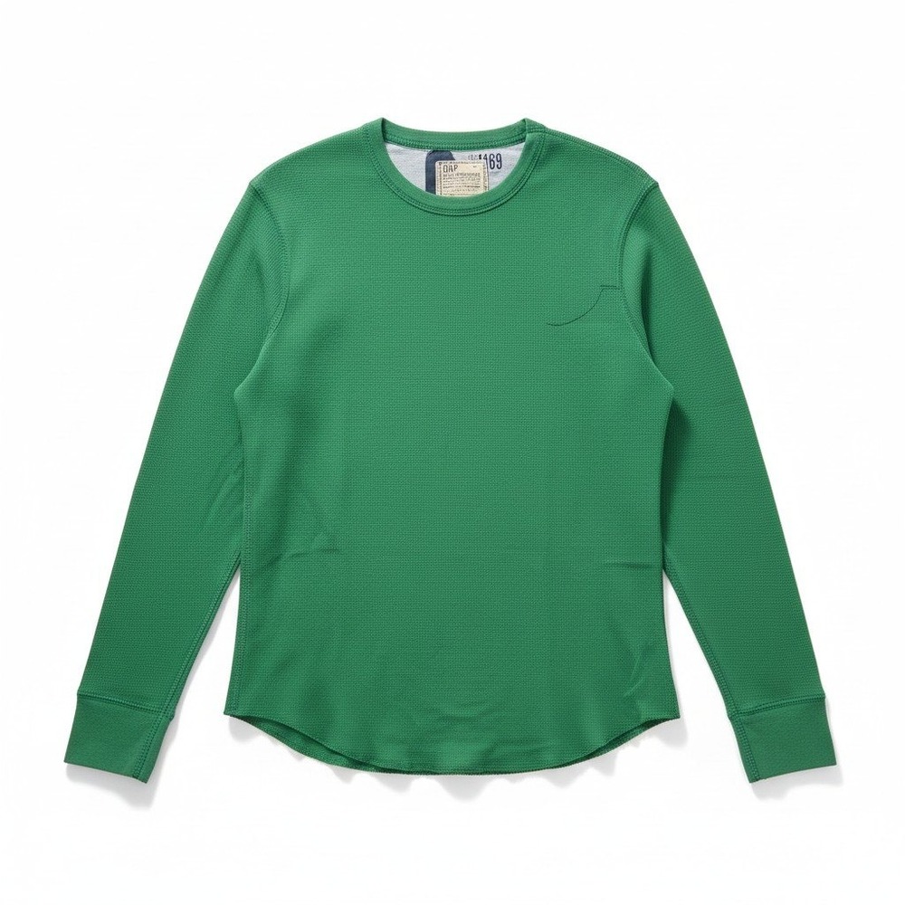 Gap Green Waffle Knit Thermal Long‎ Sleeve Crew Neck, Women's Medium Top